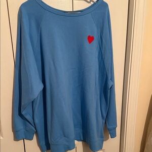 Blue Sweatshirt with Red Heart Patch